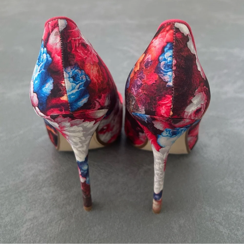 Justfab Pointed Toe Floral Stiletto Heels